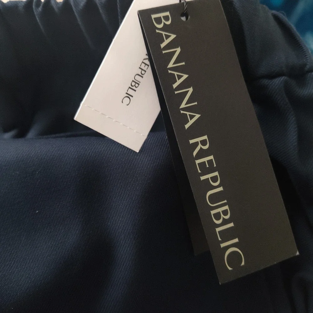 New Mens Banana Republic‎ Pants Size 33 Navy Trousers Drawstring Waist Black